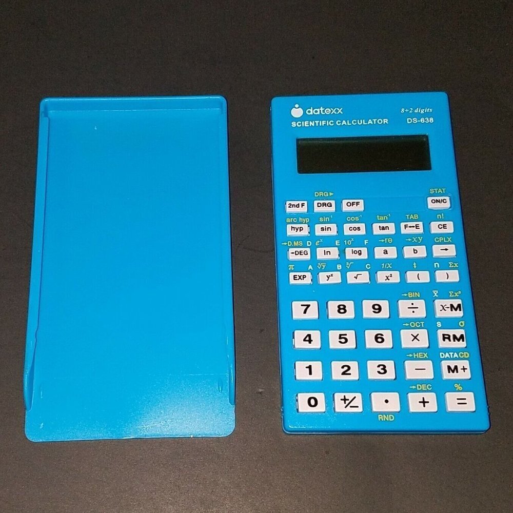 Datexx Blue Scientific Calculator DS-638 C w/ Statistical Function Manual TESTED - Picture 7 of 10